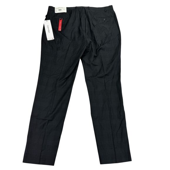 Calvin Klein Mens X Slim Fit Wool Stretch Plaid Suit Pants Black Blue 40x32 - Picture 2 of 4